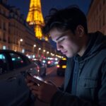 Client à Paris réservant un taxi